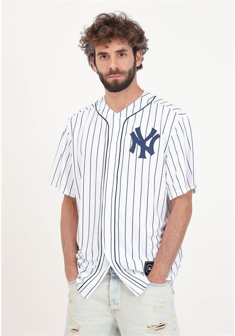 Camicia a manica corta New York Yankees Nike Official Replica Home bianca da uomo Fanatics | 007N-071R-NK-0IYWHITE AND ATHLETIC NAVY/ATHLET